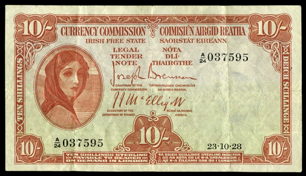 Lady Lavery 10 Shillings 23rd Oct. 1928 Brennan McElligott.jpg
