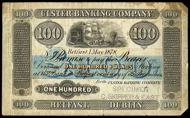 Ulster Bank 100 Pounds Proof 1st May 1878.jpg