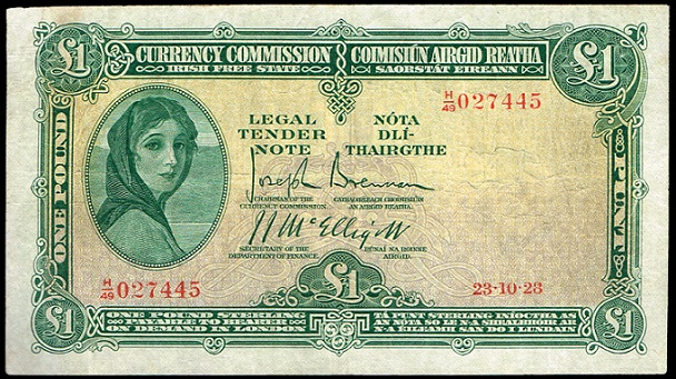Lady Lavery 1 Pound 23rd October 1928.jpg