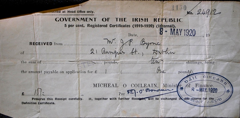Irish Republic Internal Loan Certificate 10 Shillings 8th May 1920.jpg