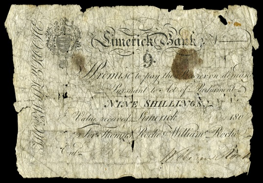 Thomas Roche & Co. Limerick Bank 9 Shillings 1804.jpg