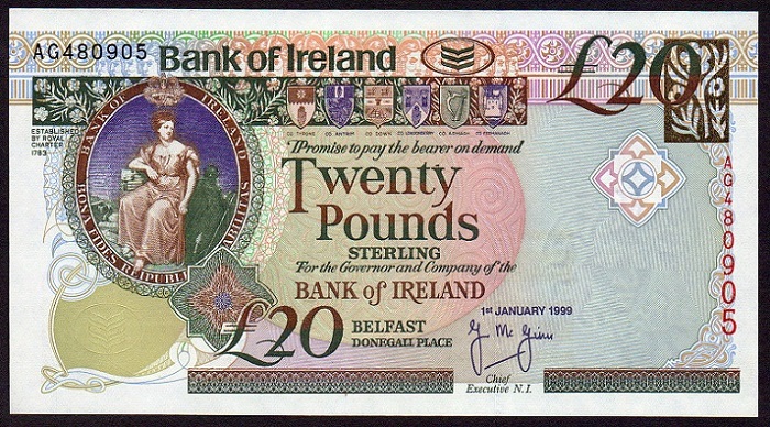 Bank of Ireland 20 Pounds 1st Jan. 1999 McGinn.jpg