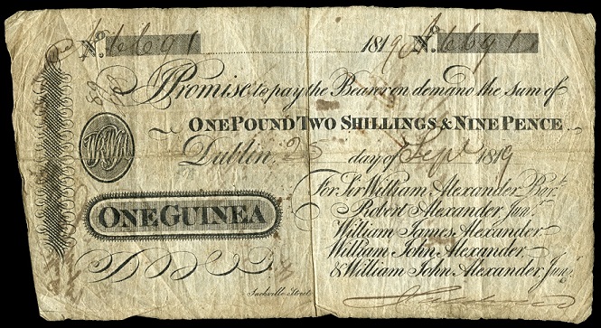 Alexander Bank 1 Guinea 25th Sept. 1819.jpg