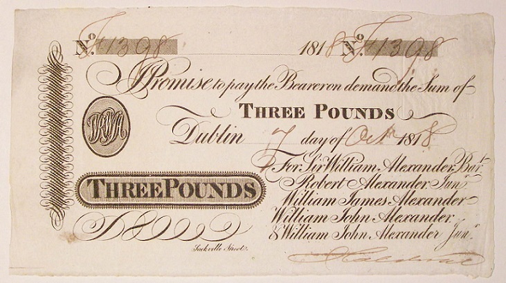 William Alexander & Co. 3 Pounds 7th Oct 1818.jpg