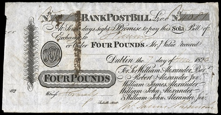 William Alexander & Co. Post Bill 4 Pounds 7th June 1820.jpg