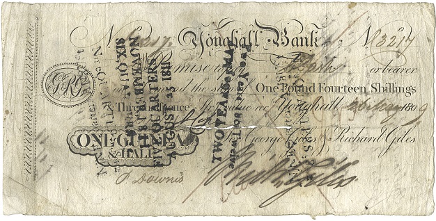 Youghal Bank George Giles & Co. 1 Guinea & Half 26th May 1809.jpg