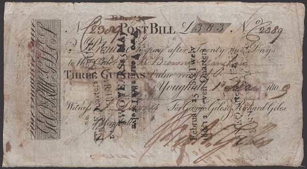 George Giles & Co. 3 Guineas Post Bill 1st March 1809.jpg