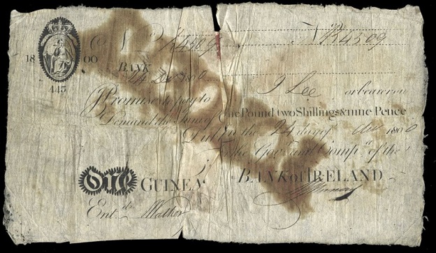 Bank of Ireland 1 Guinea 24th Dec.1800 Forgery.jpg