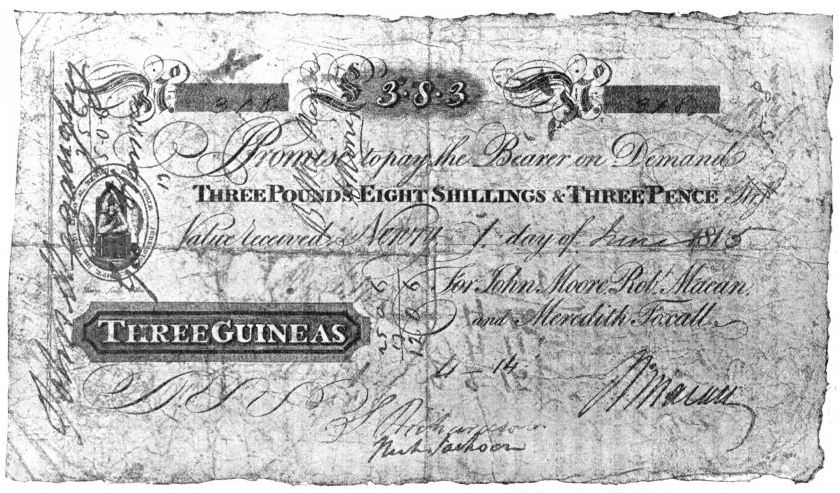 John Moore's & Co. Newry Bank 3 Guineas 1st June 1815.jpg