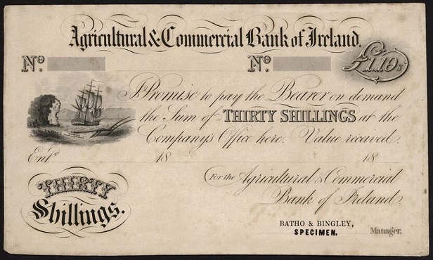 Agricultural & Commercial Bank of Ireland 30 Shillings Proof ca. 1837-1838.jpg