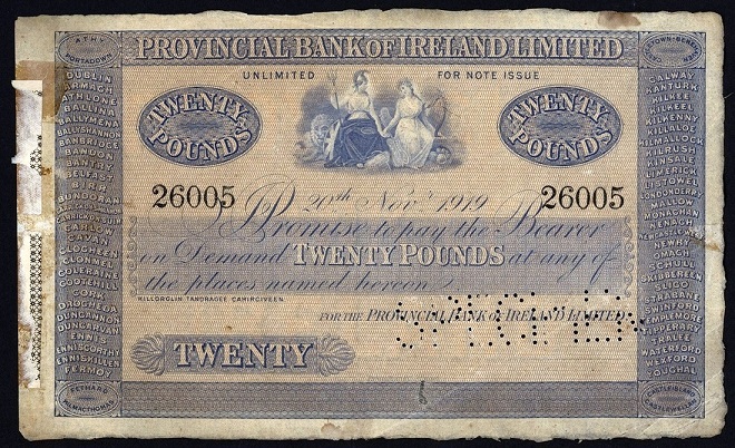 Provincial Bank of Ireland 20 Pounds Specimen 20th November 1919.jpg
