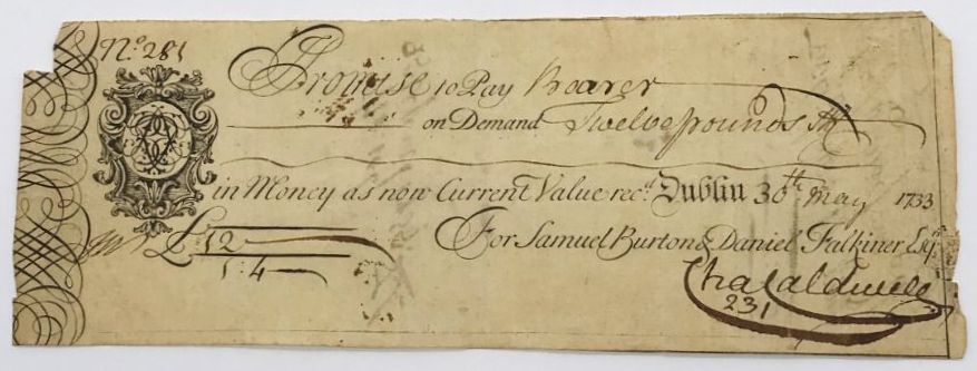 Samuel Burton & Co. 12 Pounds 30th May 1733.jpg