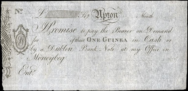 Upton Moneybeg (Carlow) Fractional Guinea Note Unissued ca.1804.jpg