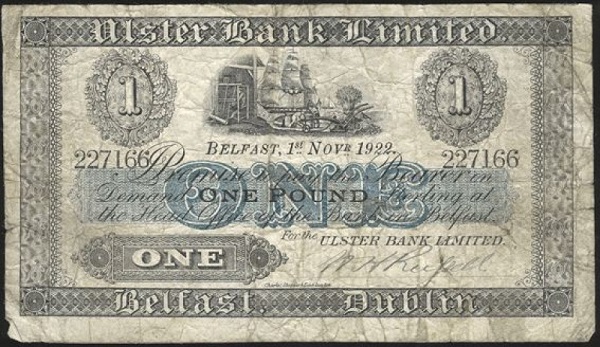 Ulster Bank 1 Pound 1st Nov 1922 Robert Russell.jpg