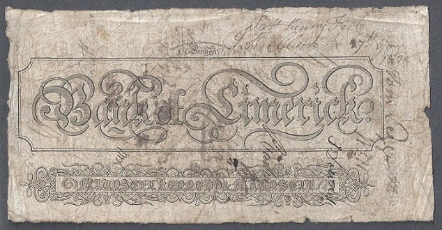 Bank of Limerick Maunsell 25 Shillings 4th Oct. 1819 Reverse.jpg