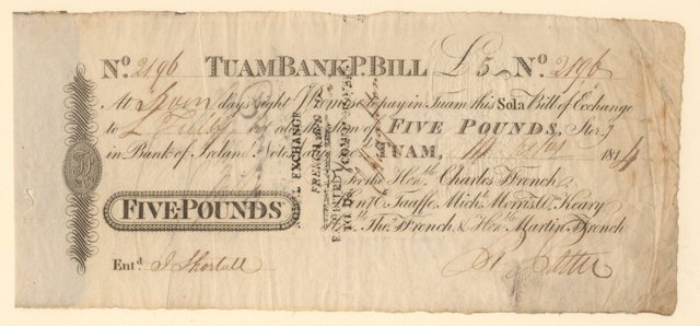 Tuam Bank Ffrench's Post Bill £5 1814.jpg