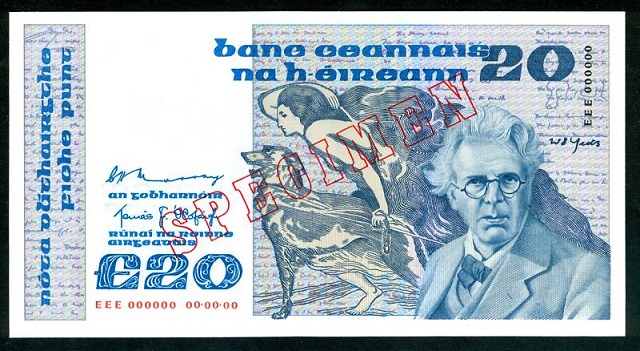 Yeats 20 Pounds Specimen ca. 1980 Murray O'Cofaigh.jpg