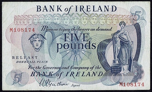 Bank of Ireland 5 Pounds ca.1967 Guthrie.jpg