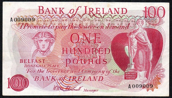 Bank of Ireland 100 Pounds ca.1974 Chestnutt.jpg