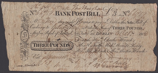 Ffrench's Bank Post Bill 3 Pounds 6th October 1812.jpg