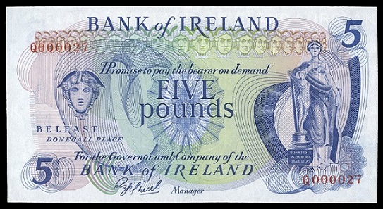 Bank of Ireland 5 Pounds ca. 1981 O'Neill.jpg