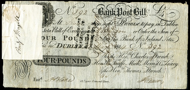 Ffrench's Bank Post Bill 4 Pounds 12th May 1814.jpg