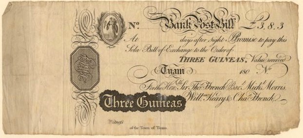 Ffrench's BankTuam Post Bill Tuam 3 Guineas ca.1806-1808.jpg