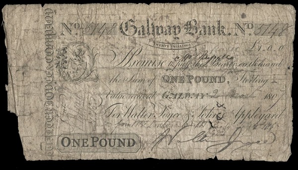Galway Bank 1 Pound 2nd November 1807 Walter Joyce.jpg