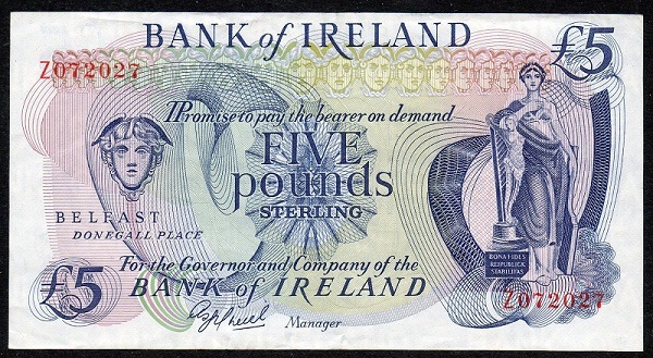 Bank of Ireland 5 Pounds Replacement ca. 1985 O'Neill.jpg