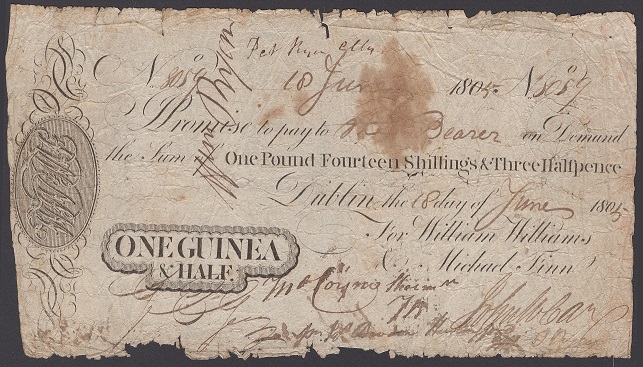 Williams & Finn Dublin 1 Guinea & Half  18th June 1805.jpg