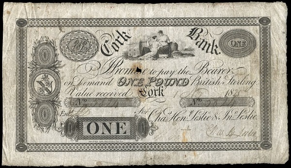Cork Bank Leslie's 1 Pound 1st Nov. 1825.jpg