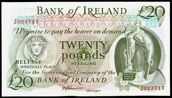 Bank of Ireland 20 Pounds Replacement ca. 1985 Harrison.jpg