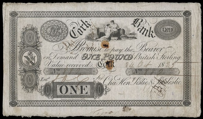 Cork Bank Charles Leslie & Co. 1 Pound 24th Oct. 1825.jpg