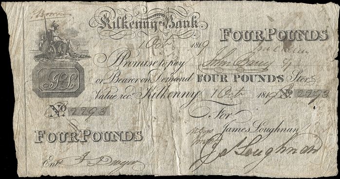 Kilkenny Bank 4 Pounds 1st Oct 1819.jpg