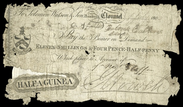 Soloman Watson & Co. Clonmel Half Guinea 1st July 1805.jpg