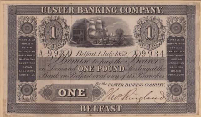 Ulster Bank 1 Pound 1st July 1852 Thomas Ringland.jpg