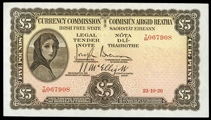 Lady Lavery 5  Pounds 23rd Sept. 1928 Brennan McElligott.jpg