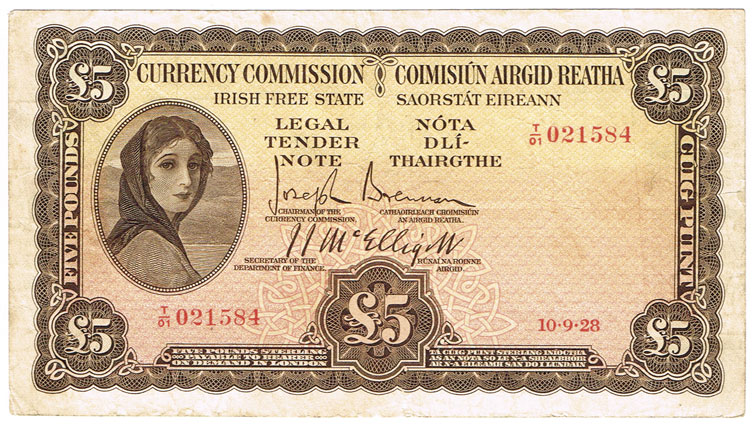 Lady Lavery 5 Pounds 10th Sept. 1928 Brennan McElligott.jpg