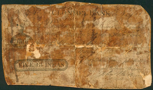 Clonmel Bank Soloman Watson & Co. 5 Guineas ca. 1800-1802.jpg