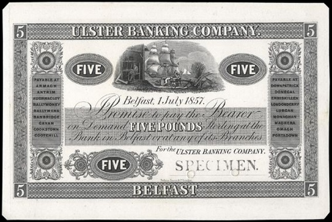 Ulster Bank 5 Pounds Proof 1st July 1857.jpg