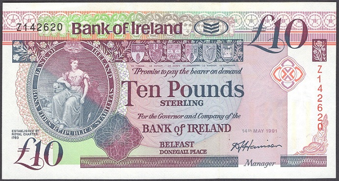 Bank of Ireland 10 Pounds Replacement 14th May 1991 Harrison.JPG