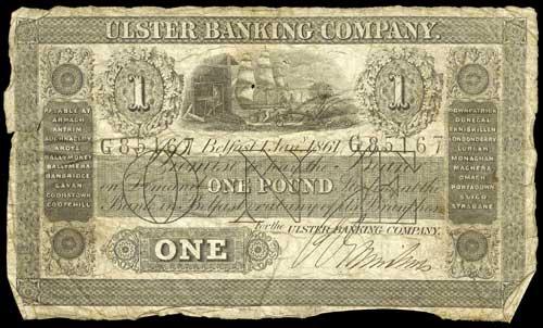 Ulster Bank 1 Pound 1st January 1861 Robert Grimshaw.jpg