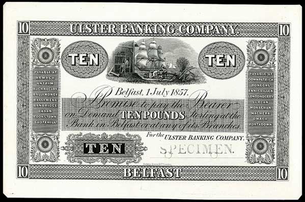 Ulster Banking Company 10 Pounds Proof 1857