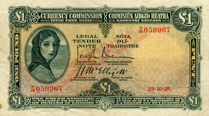 Currency Commission Irish Free State One Pound 1928