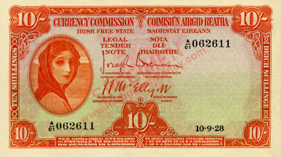 Currency Commission Irish Free State Ten Shillings 1928