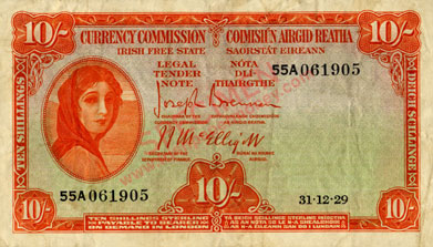 Irish Free State Ten Shillings 1929