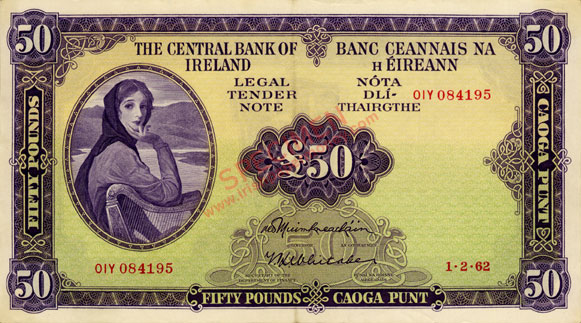 Central Bank of Ireland 50 Pounds 1962