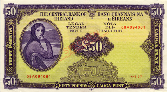 Central Bank of Ireland Fifty Pounds 1977. C. H. Murray, M. O'Murchu