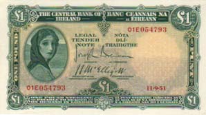 central bank of ireland banknotes 1951-1953