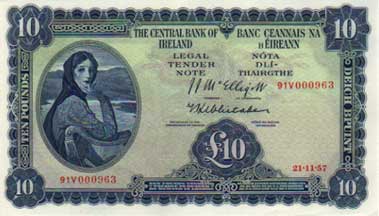 central bank of ireland banknotes 1956-1960 Whitaker